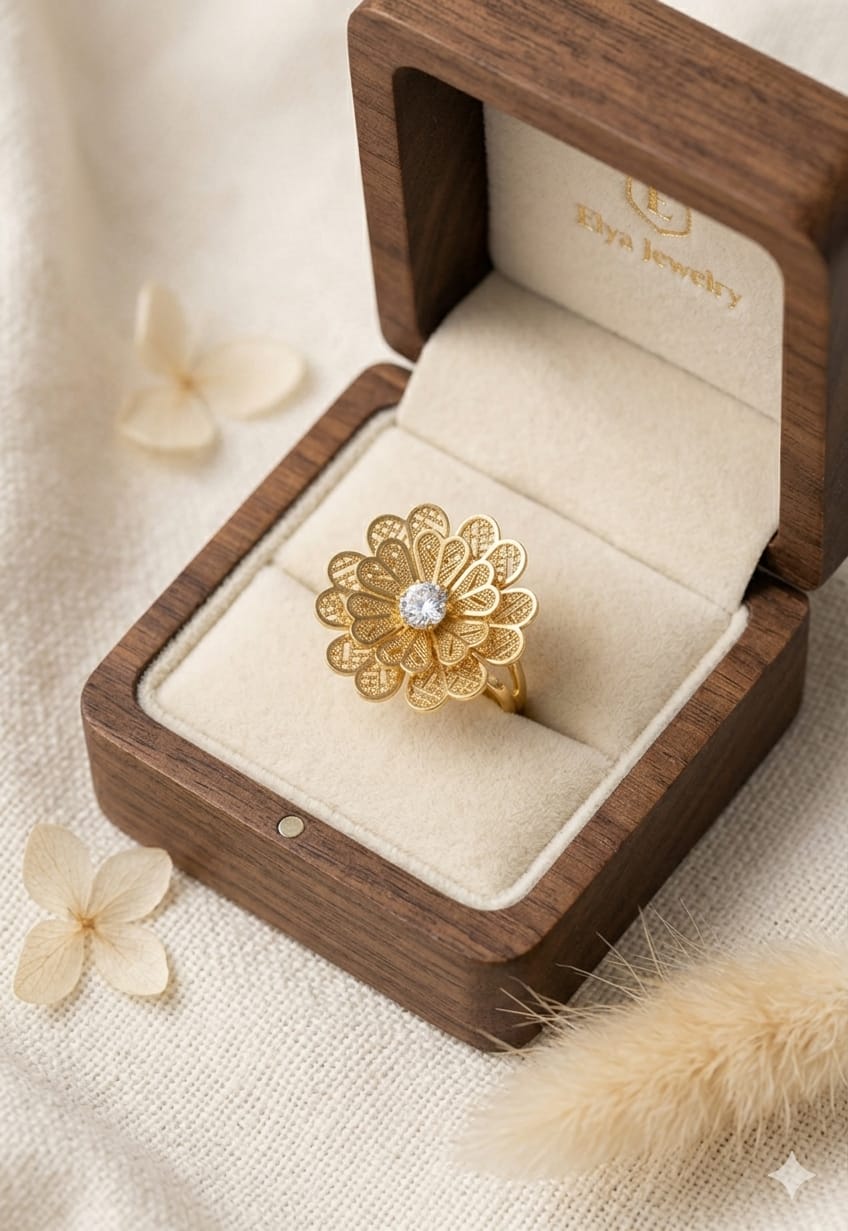 Gold plated Floral Statement Ring