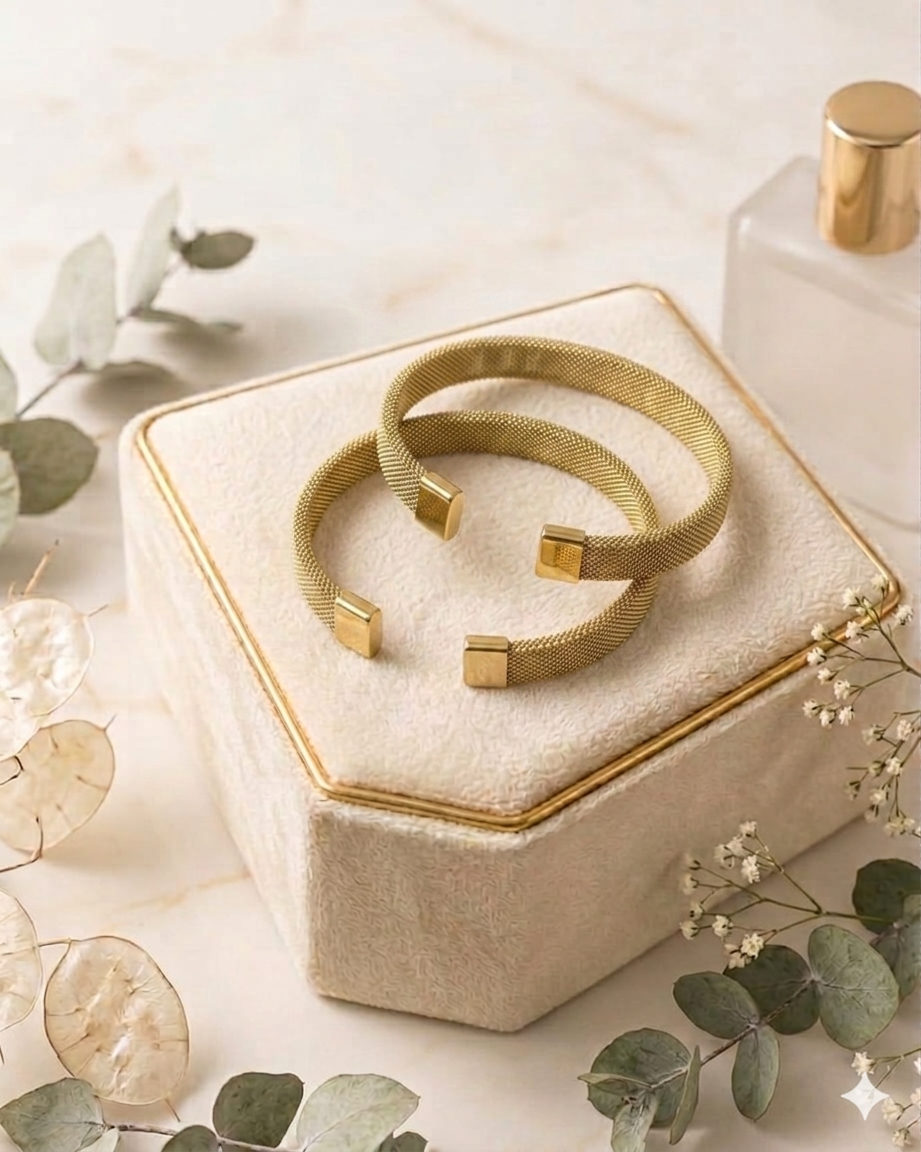 Gold Plated Mesh Bangle