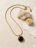 Black Stone pendant with round snake chain