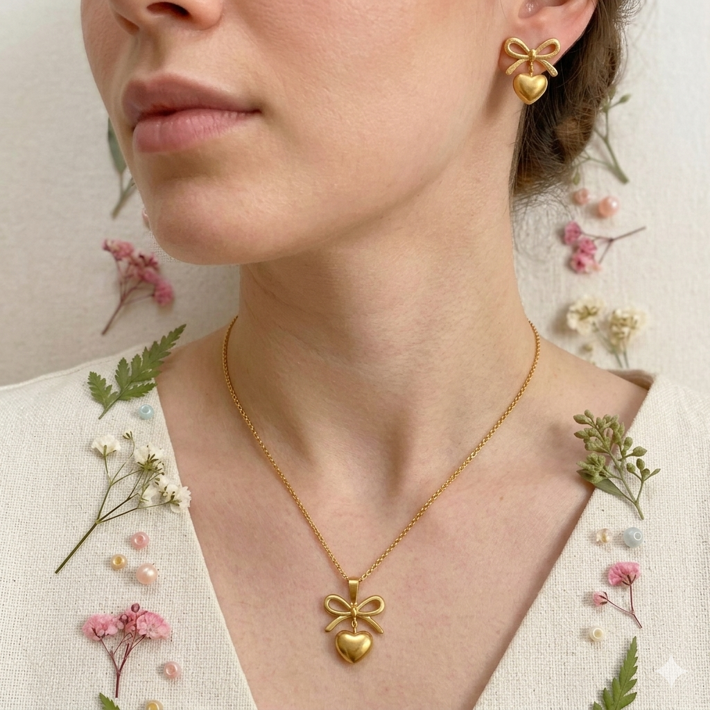 Bow & Heart Jewellery set