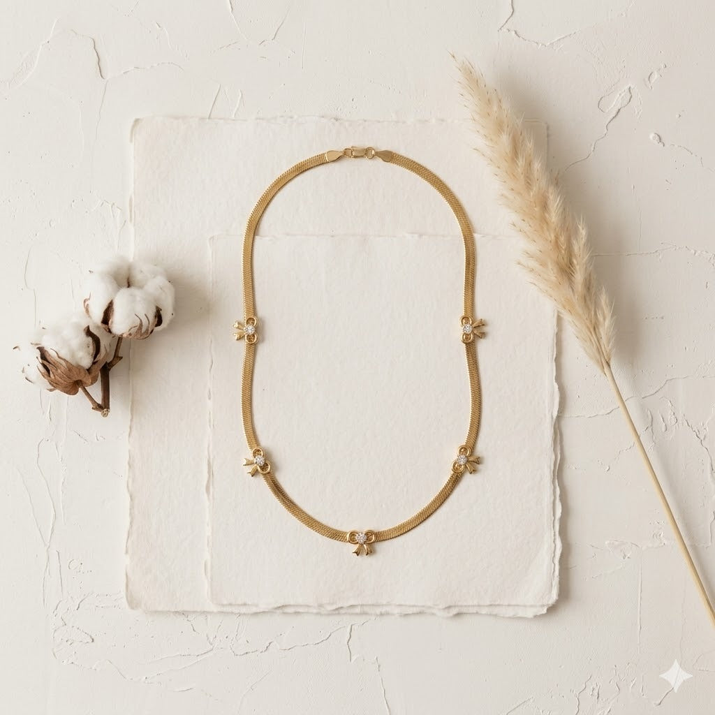 Snake Chain Bow Necklace