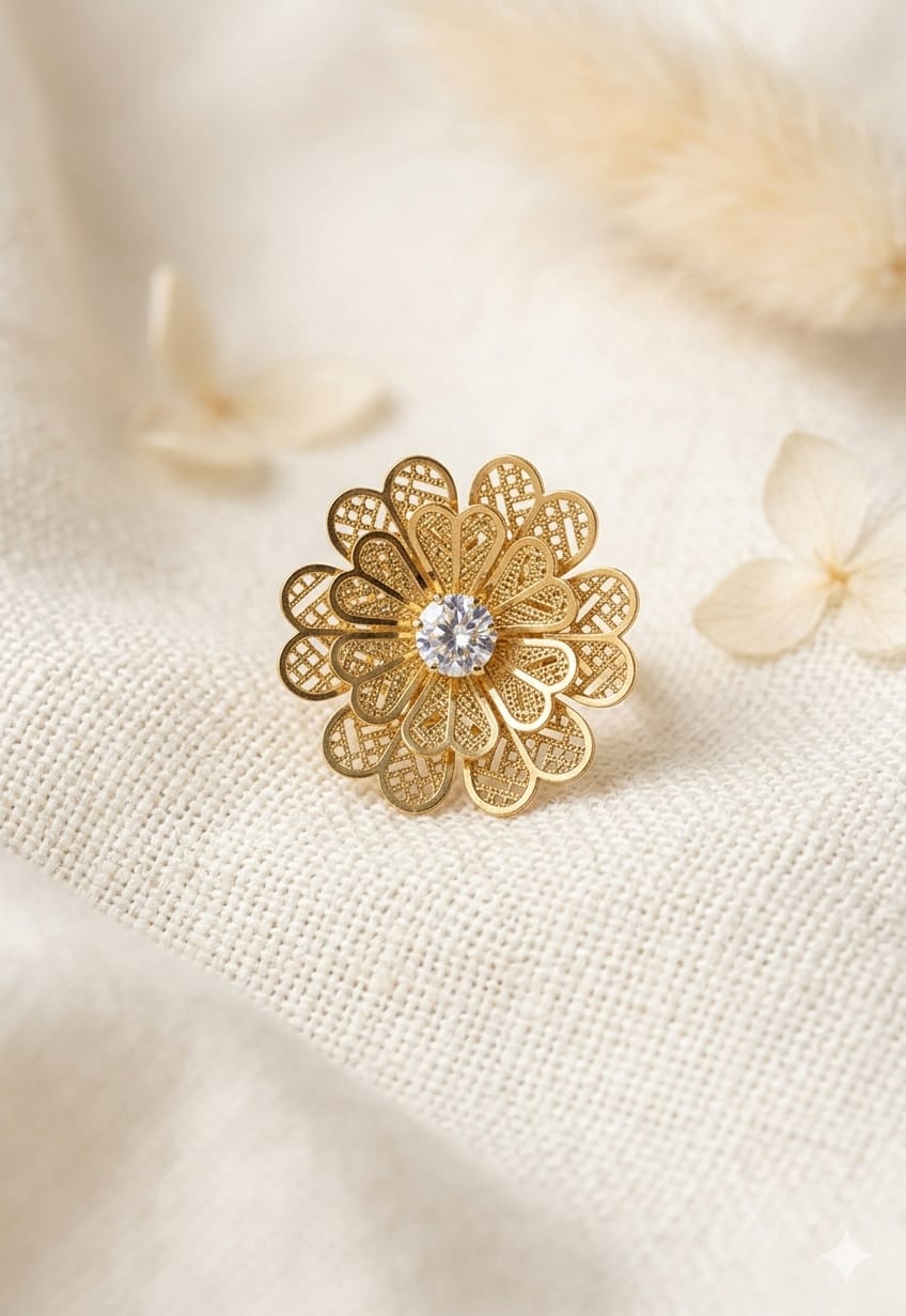 Gold plated Floral Statement Ring