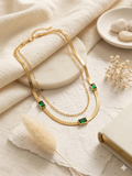 Double Layered Emerald Stone Necklace
