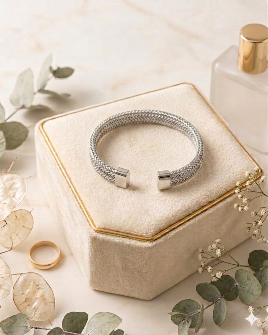 Mesh Silver Bangle